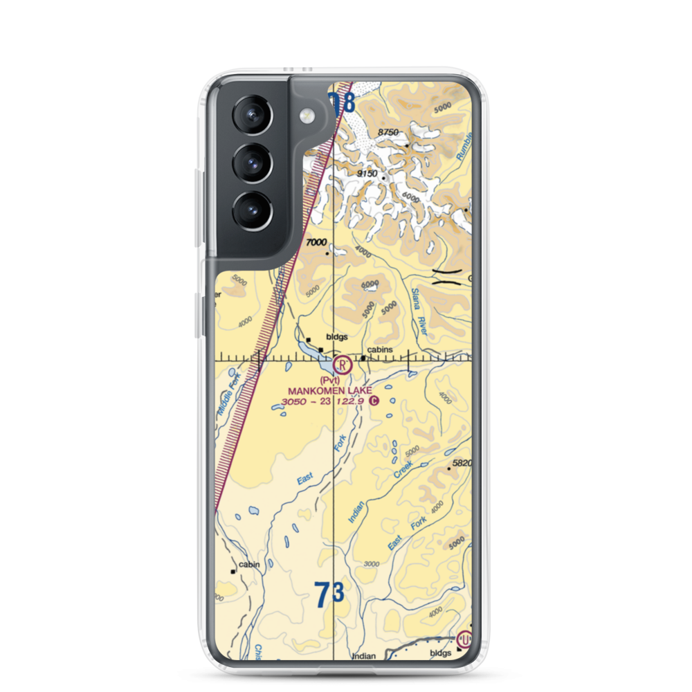Mankomen Lake Airport (4AK5) VFR Sectional Samsung Case Samsung Galaxy S21 model shown
