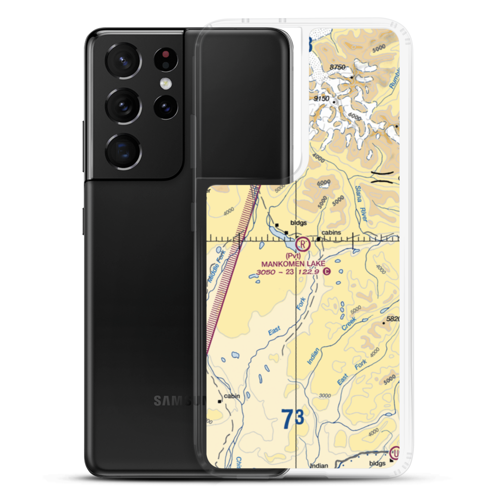 Mankomen Lake Airport (4AK5) VFR Sectional Samsung Case Samsung Galaxy S21 Ultra model shown