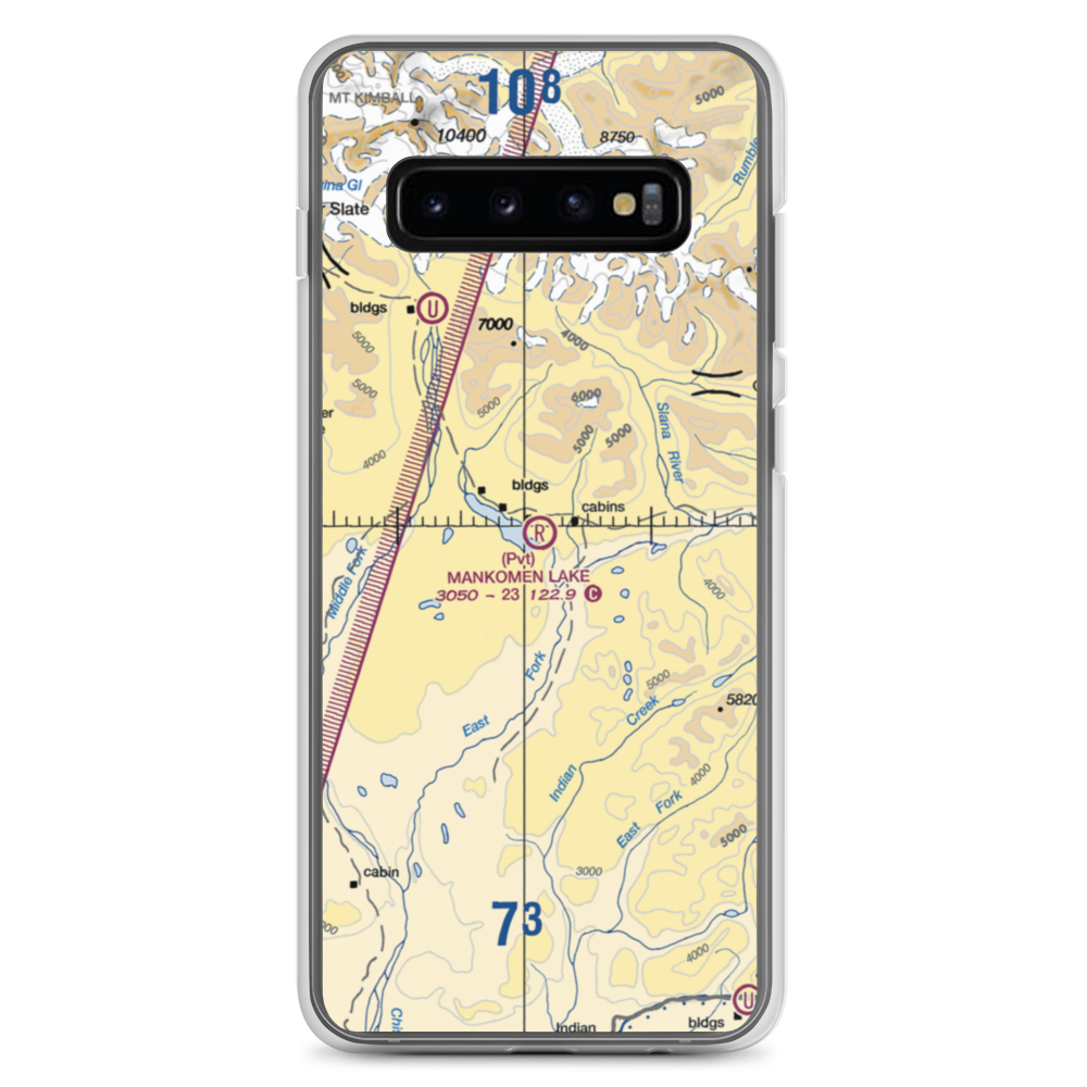 Mankomen Lake Airport (4AK5) VFR Sectional Samsung Case Samsung Galaxy S10+ model shown
