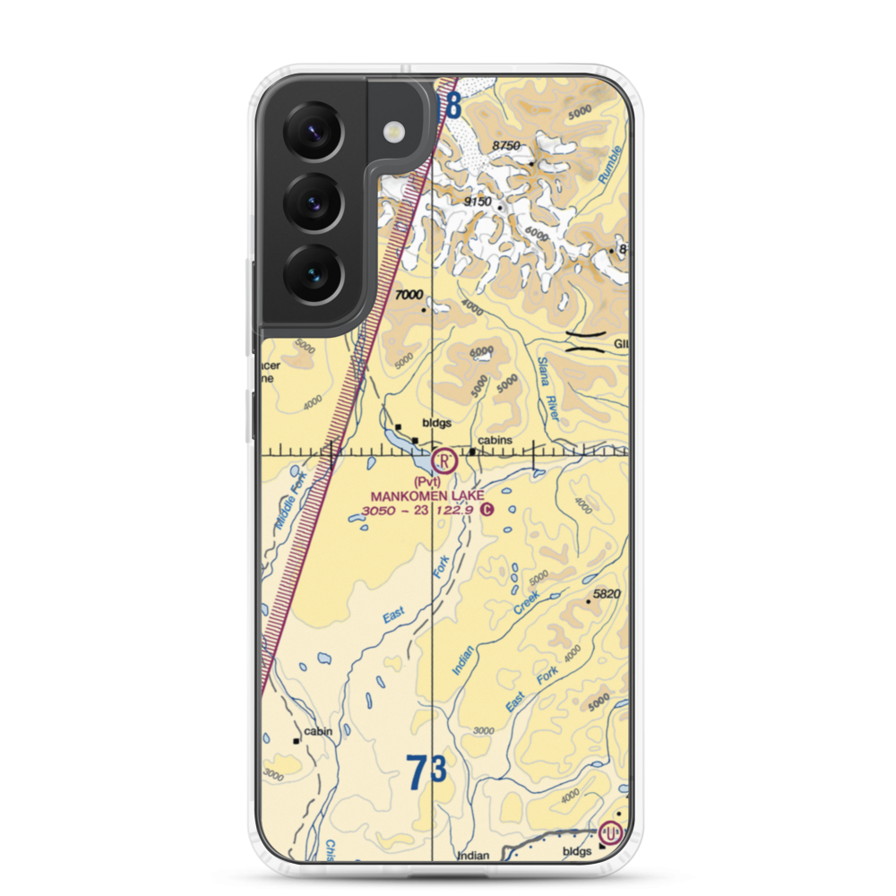 Mankomen Lake Airport (4AK5) VFR Sectional Samsung Case Samsung Galaxy S22 Plus model shown