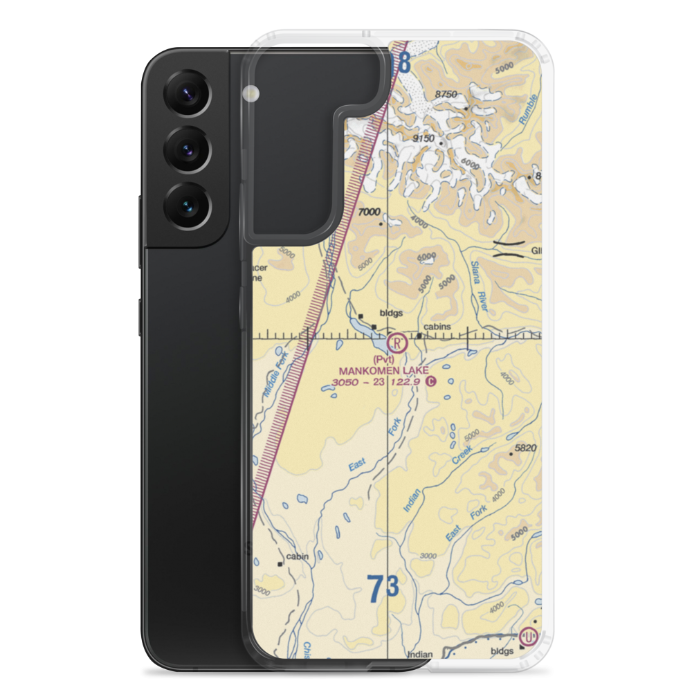 Mankomen Lake Airport (4AK5) VFR Sectional Samsung Case Samsung Galaxy S22 Plus model shown