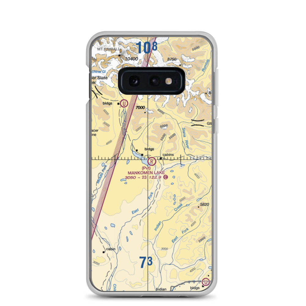 Mankomen Lake Airport (4AK5) VFR Sectional Samsung Case Samsung Galaxy S10e model shown