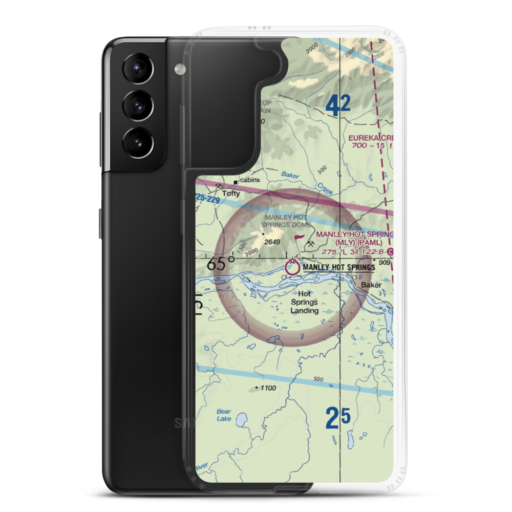 Manley Hot Springs Airport (MLY) VFR Sectional Samsung Case Samsung Galaxy S21 Plus model shown
