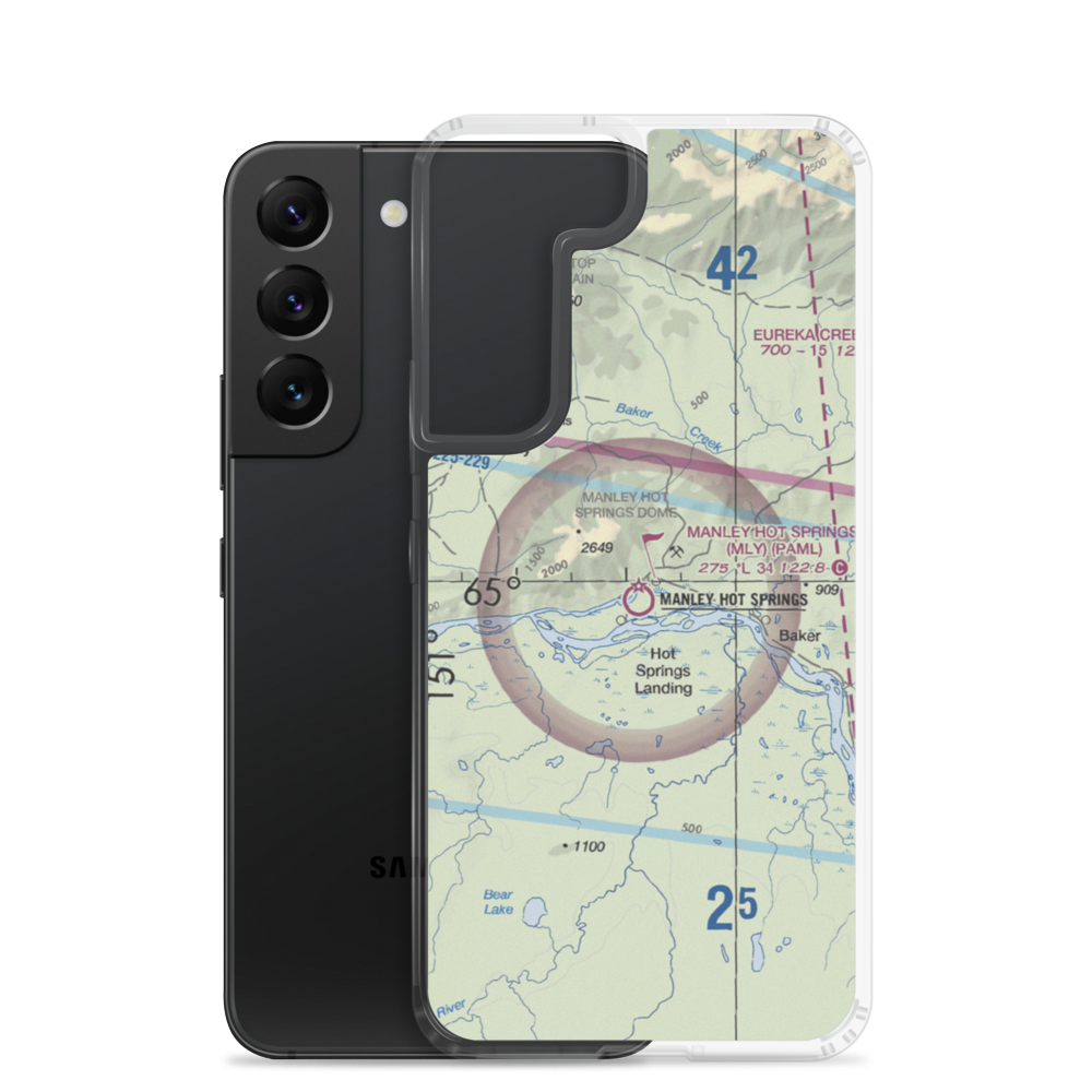 Manley Hot Springs Airport (MLY) VFR Sectional Samsung Case Samsung Galaxy S22 model shown