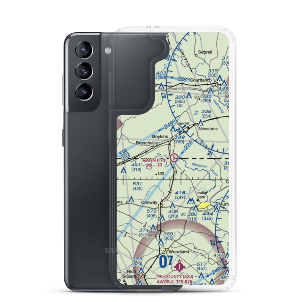 Mann Airport (VG28) VFR Sectional Samsung Case Samsung Galaxy S21 model shown