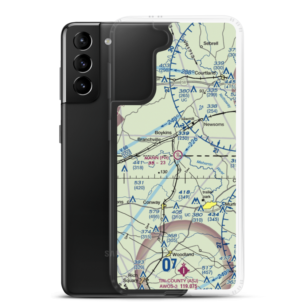 Mann Airport (VG28) VFR Sectional Samsung Case Samsung Galaxy S21 Plus model shown