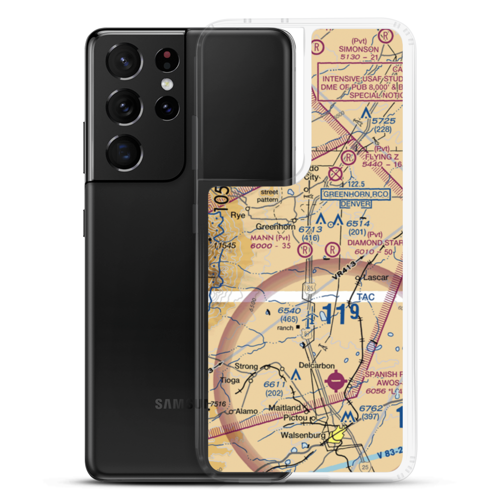 Mann Ranch Airport (95CO) VFR Sectional Samsung Case Samsung Galaxy S21 Ultra model shown