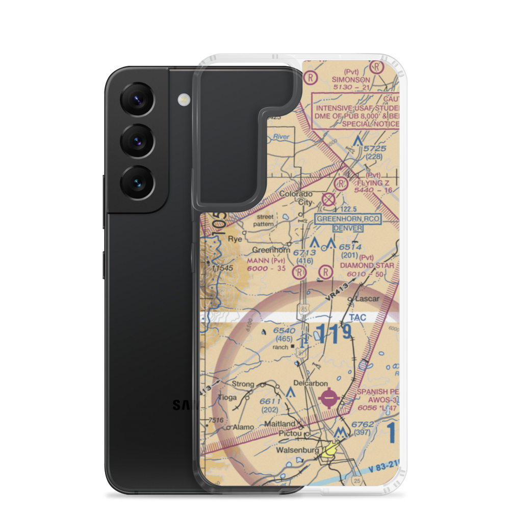 Mann Ranch Airport (95CO) VFR Sectional Samsung Case Samsung Galaxy S22 model shown