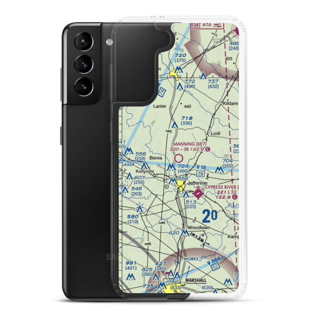 Manning Field (6F7) VFR Sectional Samsung Case Samsung Galaxy S21 Plus model shown