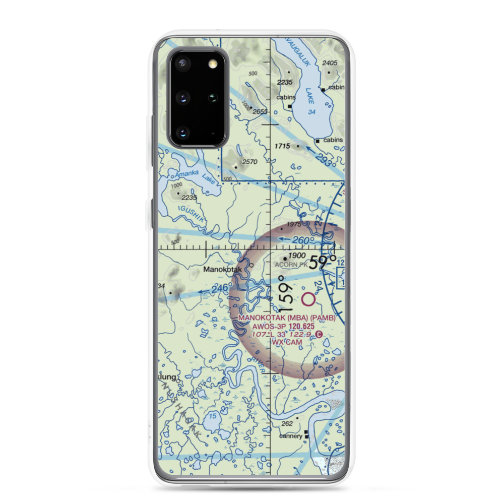 Manokotak Airport (MBA) VFR Sectional Samsung Case Samsung Galaxy S20 Plus model shown