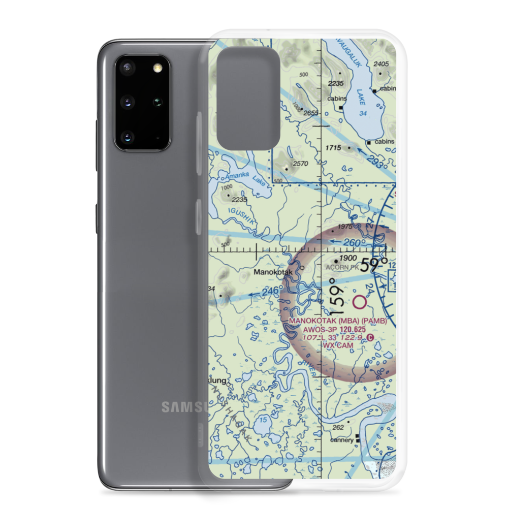 Manokotak Airport (MBA) VFR Sectional Samsung Case Samsung Galaxy S20 Plus model shown
