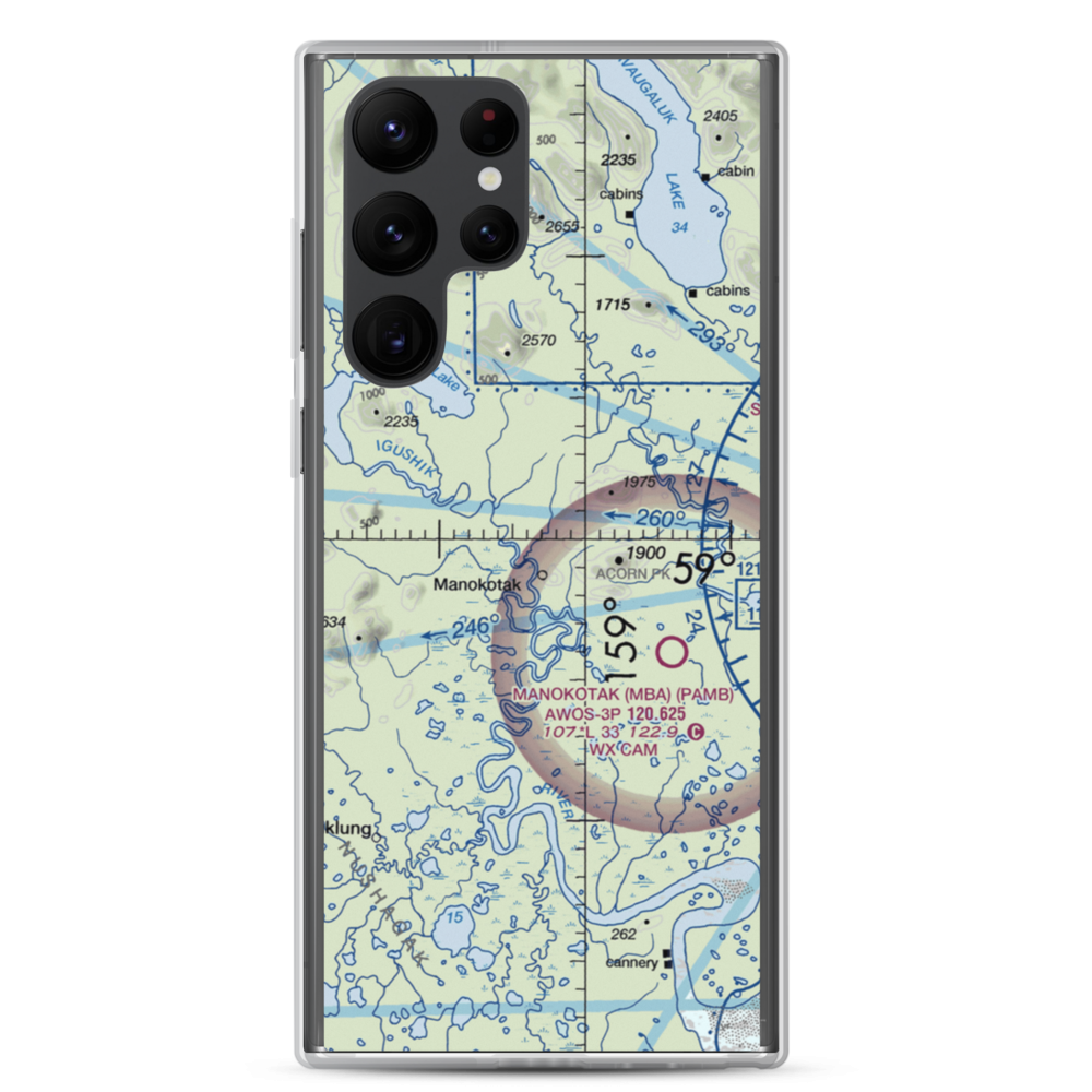 Manokotak Airport (MBA) VFR Sectional Samsung Case Samsung Galaxy S22 Ultra model shown