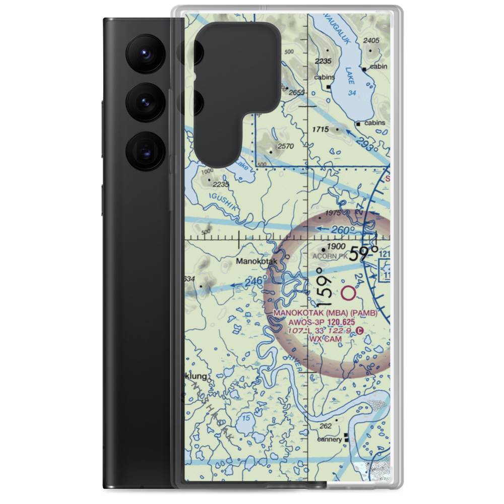 Manokotak Airport (MBA) VFR Sectional Samsung Case Samsung Galaxy S22 Ultra model shown