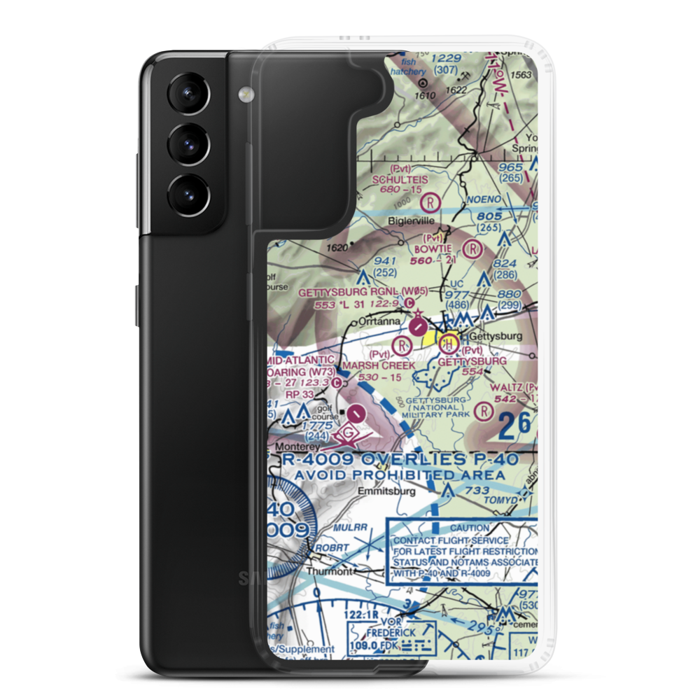 Manor Landing Airport (9PS8) VFR Sectional Samsung Case Samsung Galaxy S21 Plus model shown