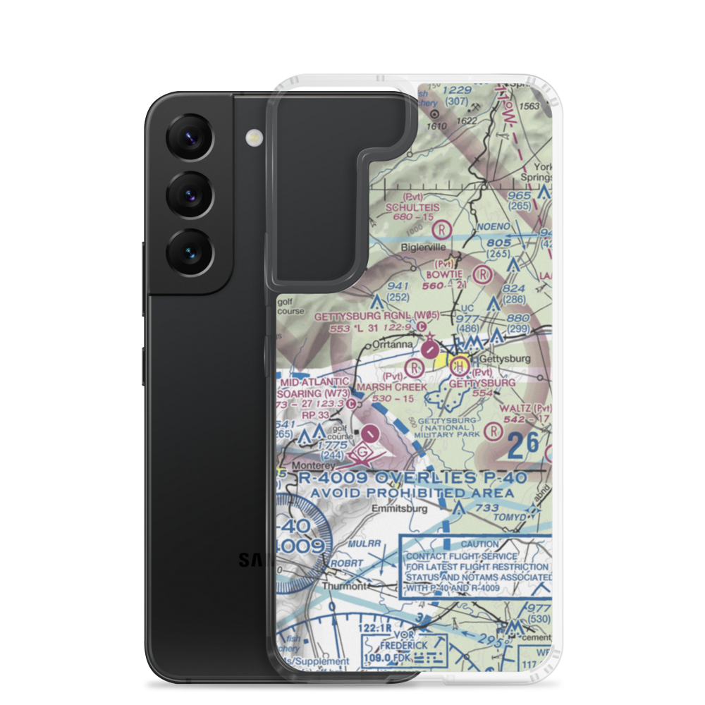 Manor Landing Airport (9PS8) VFR Sectional Samsung Case Samsung Galaxy S22 model shown