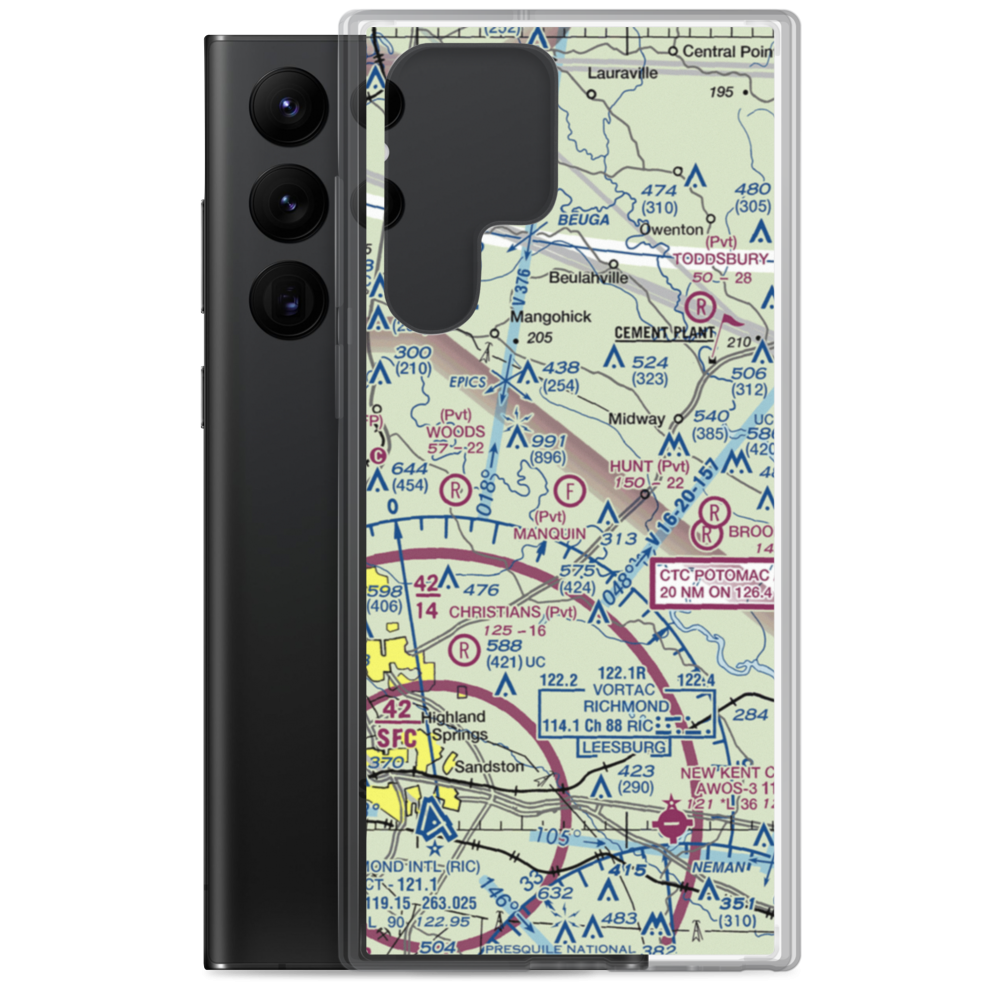 Manquin Flight Park Ultralightport (04VG) VFR Sectional Samsung Case Samsung Galaxy S22 Ultra model shown