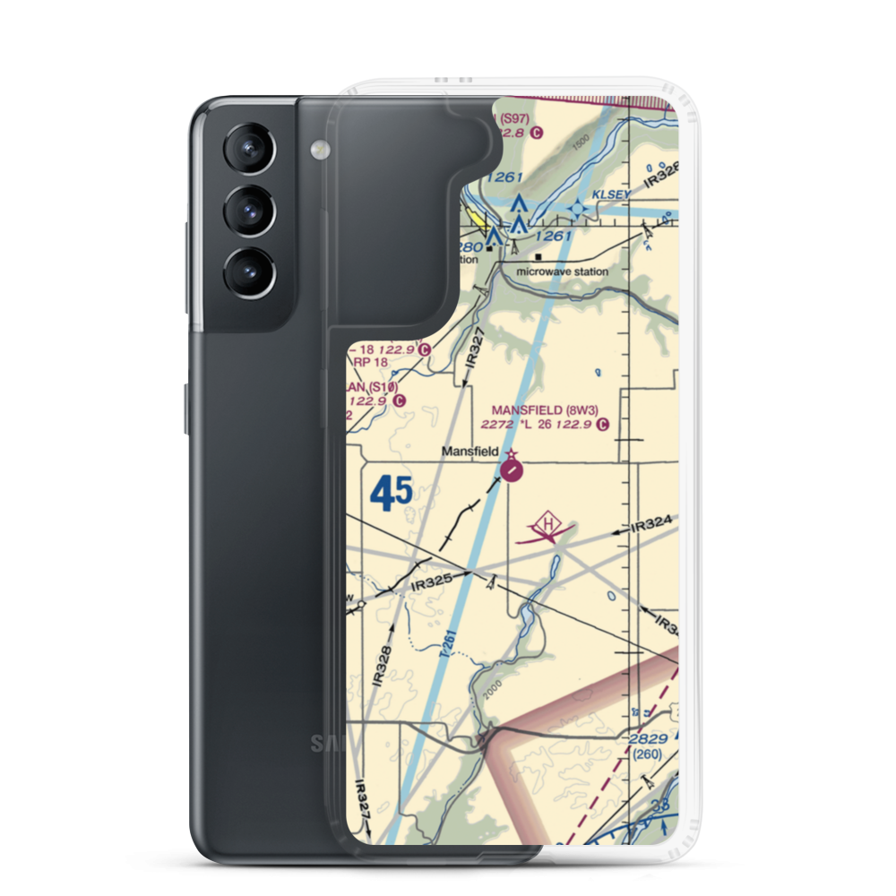 Mansfield Airport (8W3) VFR Sectional Samsung Case Samsung Galaxy S21 model shown