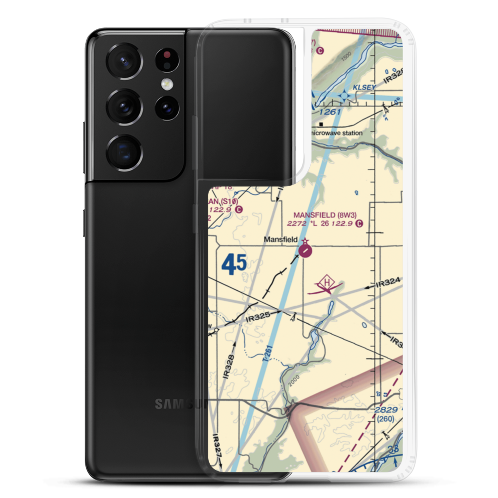 Mansfield Airport (8W3) VFR Sectional Samsung Case Samsung Galaxy S21 Ultra model shown