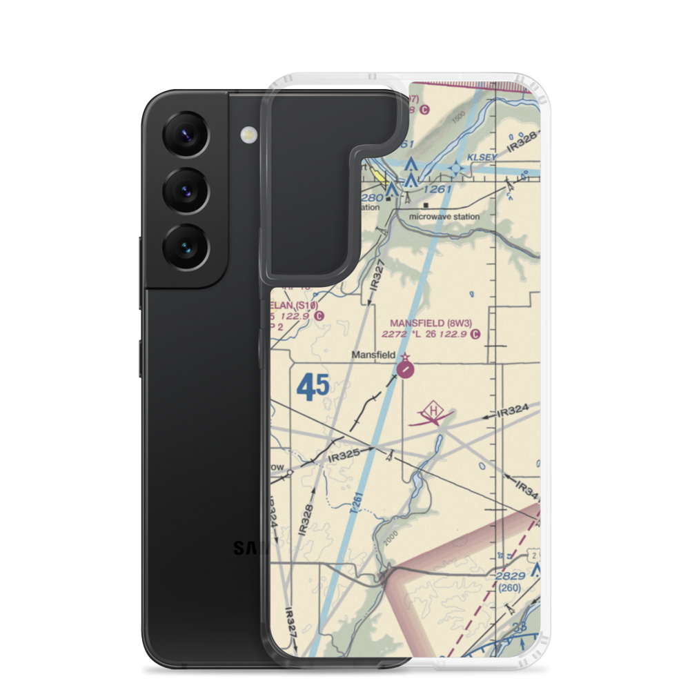 Mansfield Airport (8W3) VFR Sectional Samsung Case Samsung Galaxy S22 model shown