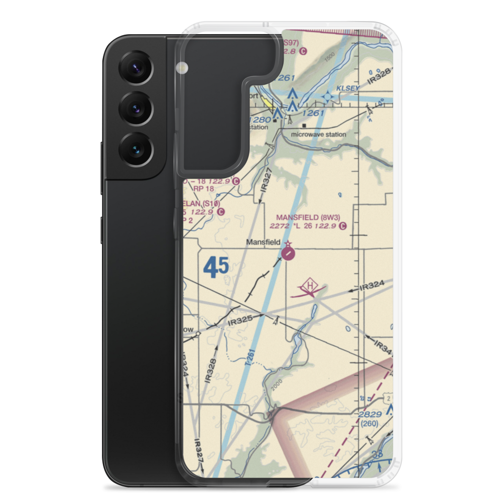 Mansfield Airport (8W3) VFR Sectional Samsung Case Samsung Galaxy S22 Plus model shown