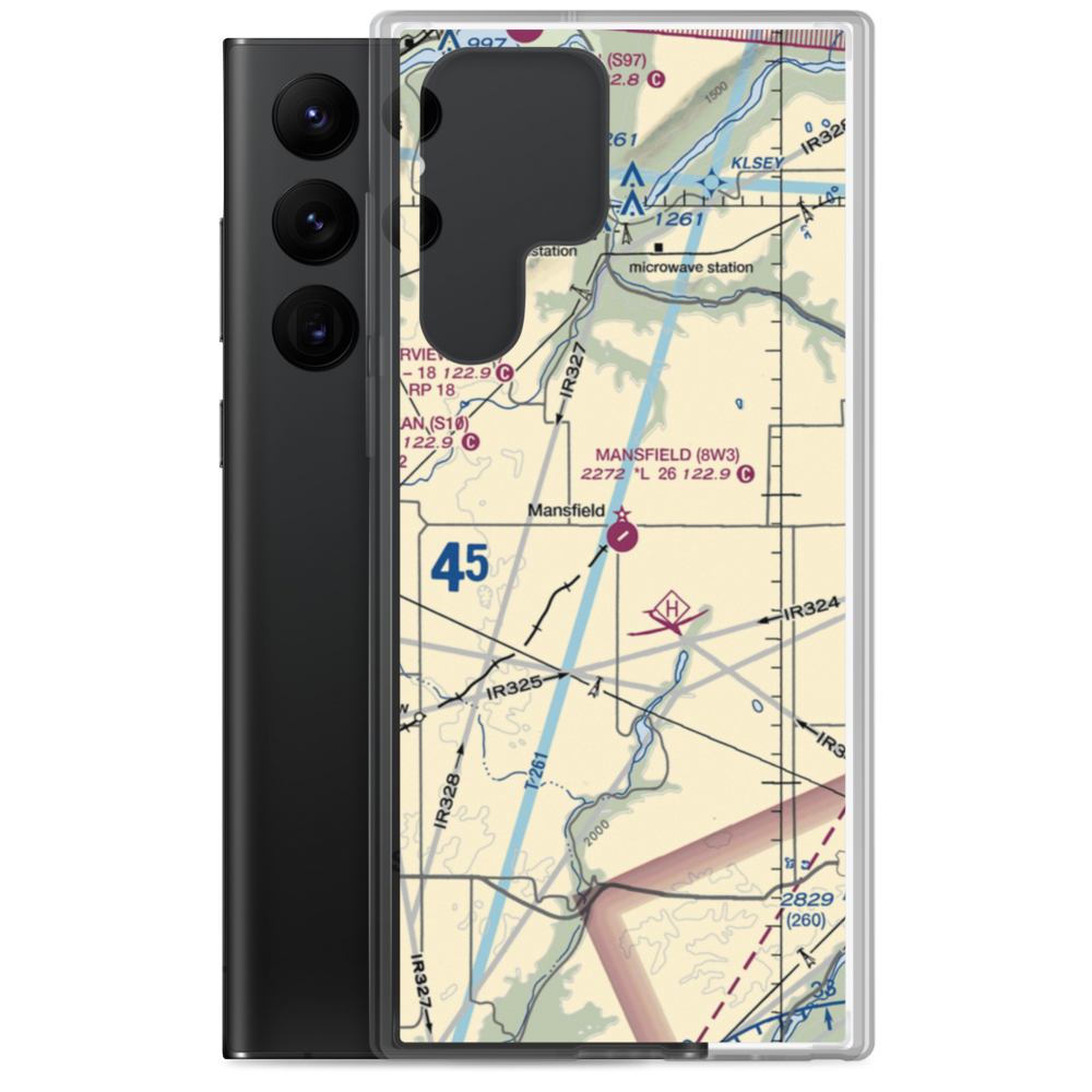 Mansfield Airport (8W3) VFR Sectional Samsung Case Samsung Galaxy S22 Ultra model shown