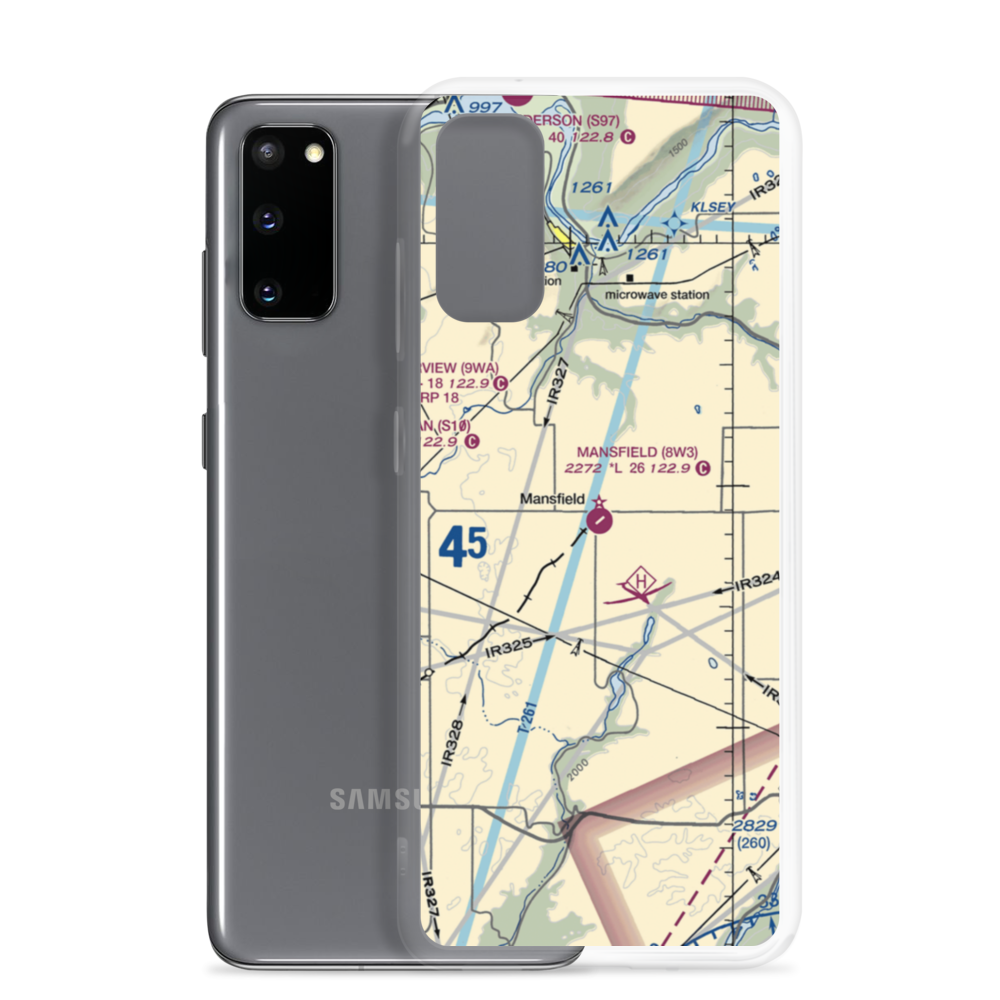 Mansfield Airport (8W3) VFR Sectional Samsung Case Samsung Galaxy S20 model shown