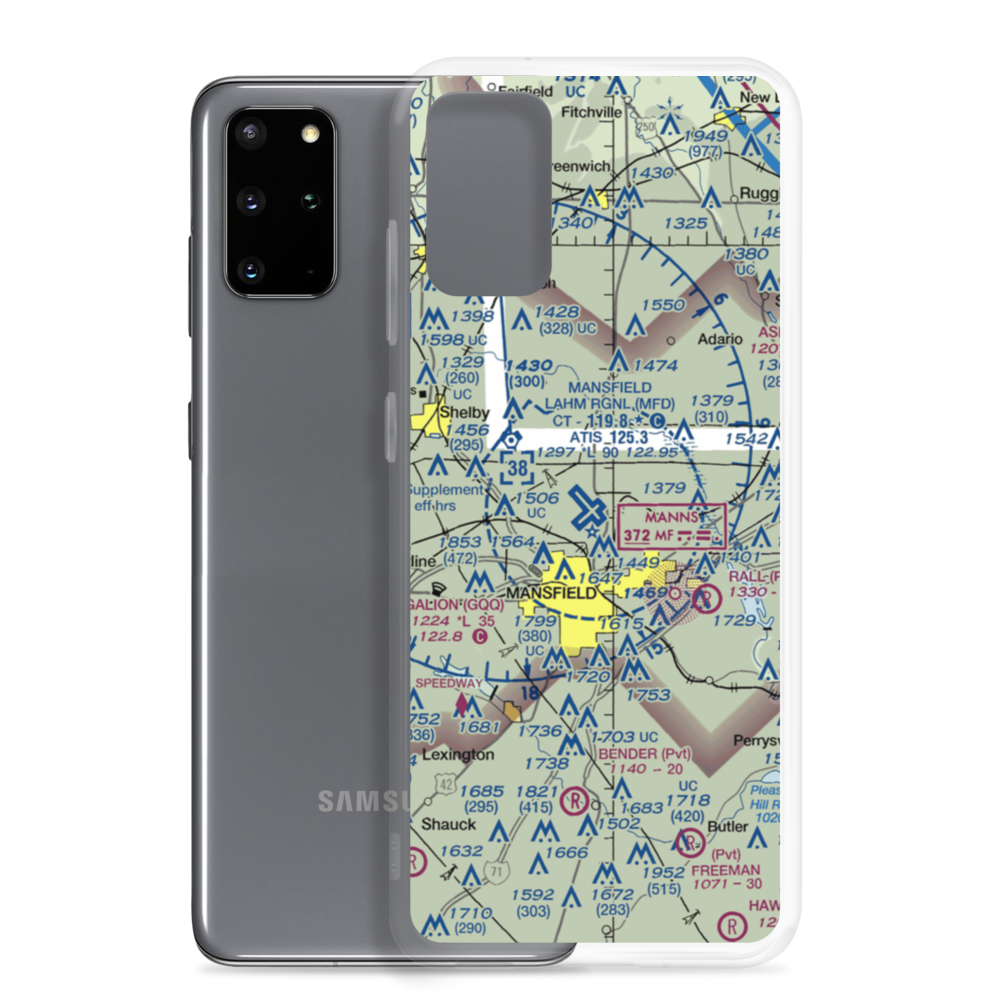Mansfield Lahm Regional Airport (MFD) VFR Sectional Samsung Case Samsung Galaxy S20 Plus model shown