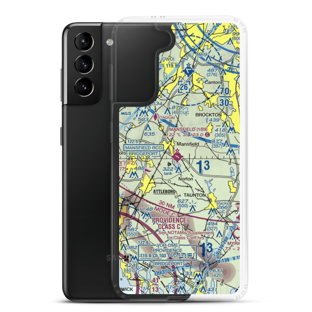 Mansfield Municipal Airport (1B9) VFR Sectional Samsung Case Samsung Galaxy S21 Plus model shown