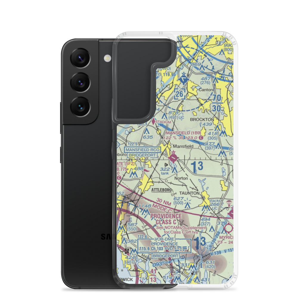 Mansfield Municipal Airport (1B9) VFR Sectional Samsung Case Samsung Galaxy S22 model shown