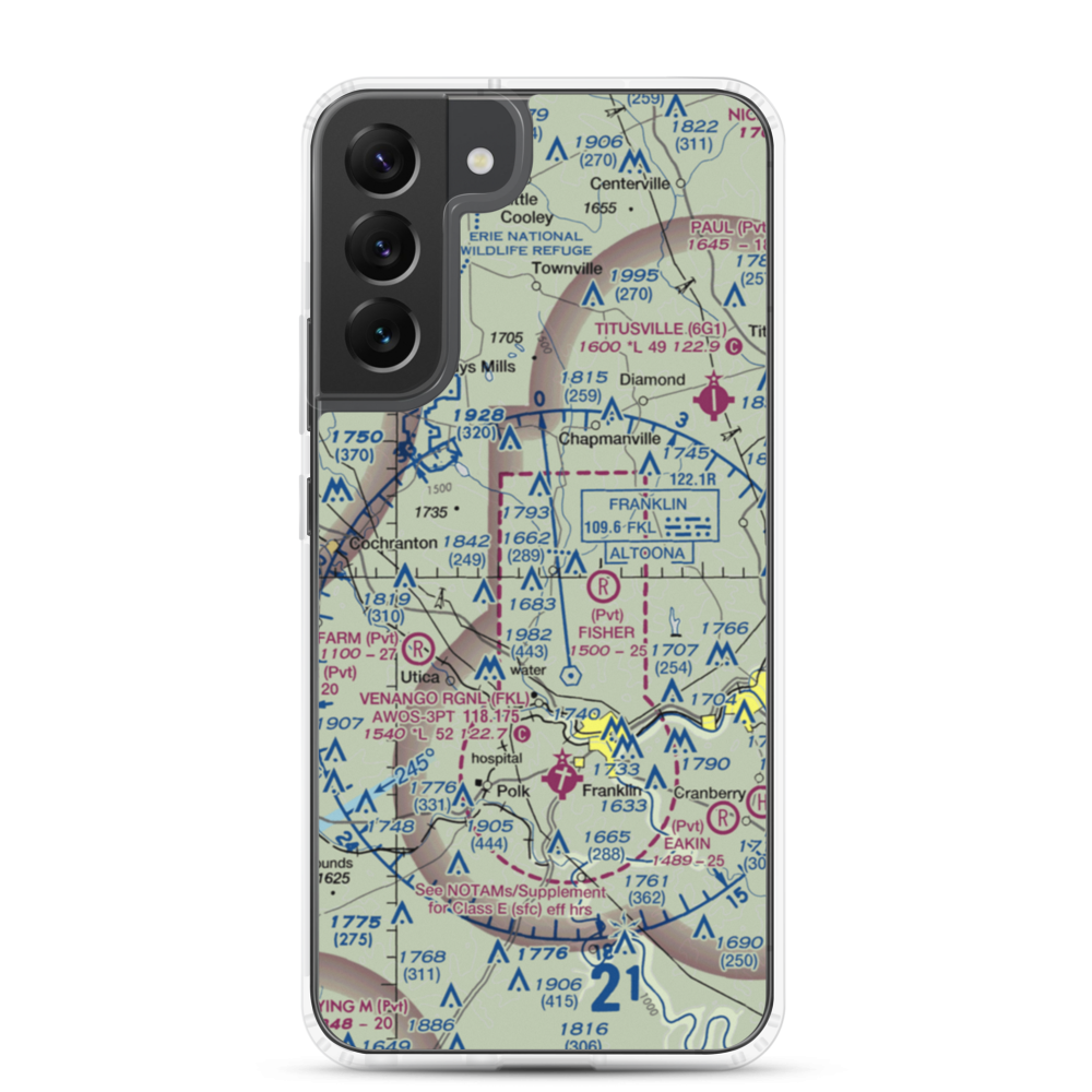 Maple Cave Park Airport (93PA) VFR Sectional Samsung Case Samsung Galaxy S22 Plus model shown