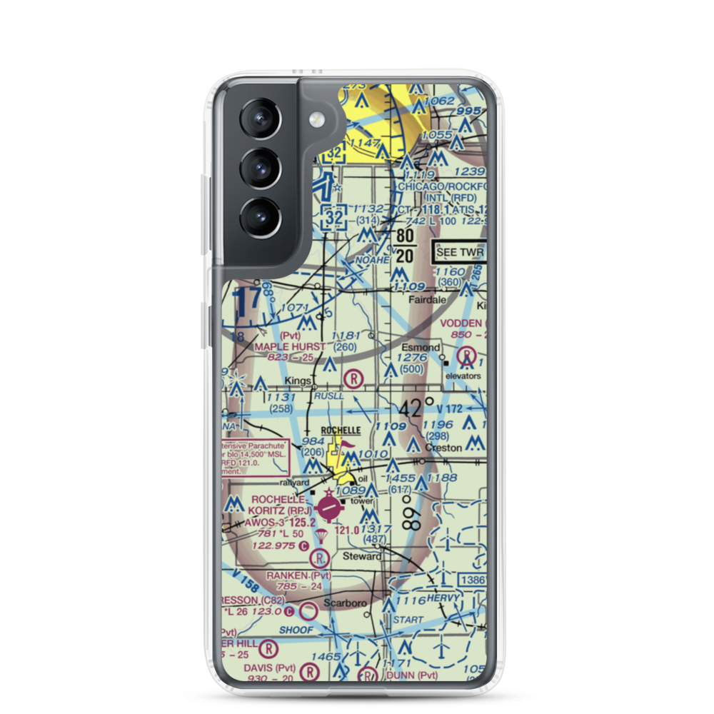 Maple Hurst Farms Airport (LL74) VFR Sectional Samsung Case Samsung Galaxy S21 model shown