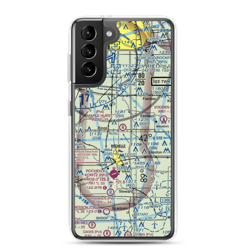 Maple Hurst Farms Airport (LL74) VFR Sectional Samsung Case Samsung Galaxy S21 Plus model shown