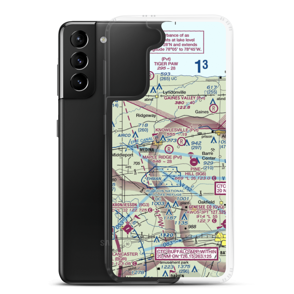 Maple Ridge Airport (66NY) VFR Sectional Samsung Case Samsung Galaxy S21 Plus model shown