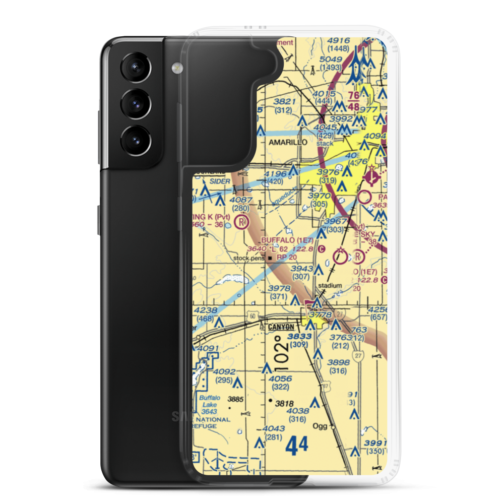Maples Field (1E9) VFR Sectional Samsung Case Samsung Galaxy S21 Plus model shown