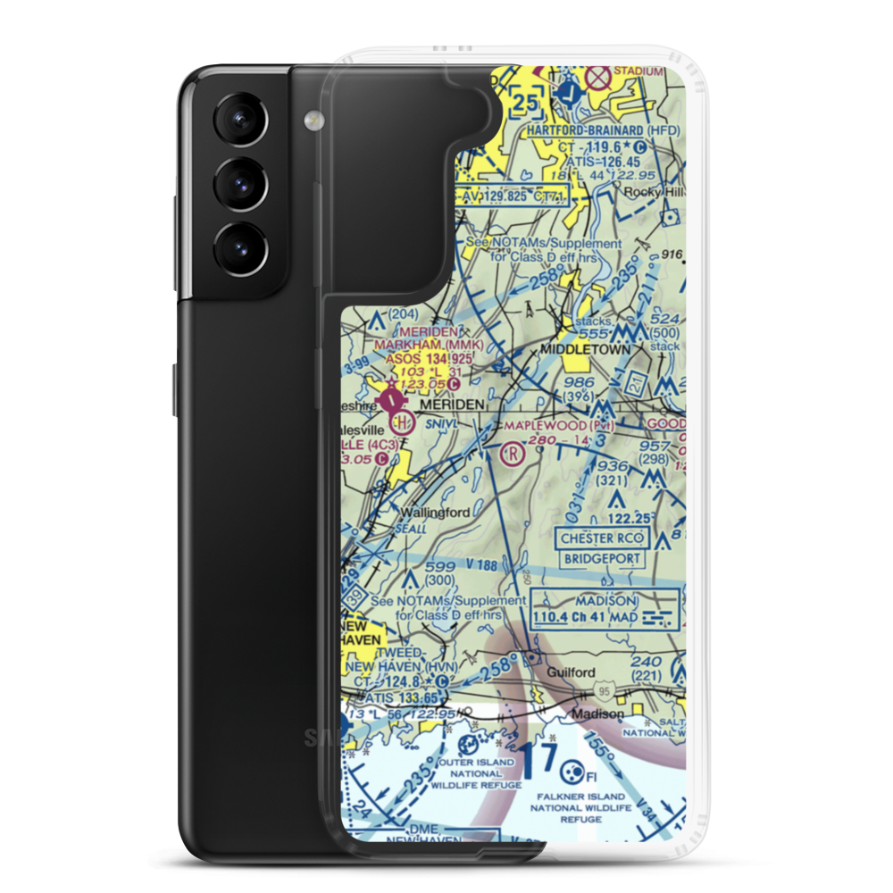 Maplewood Farm Airport (CT39) VFR Sectional Samsung Case Samsung Galaxy S21 Plus model shown