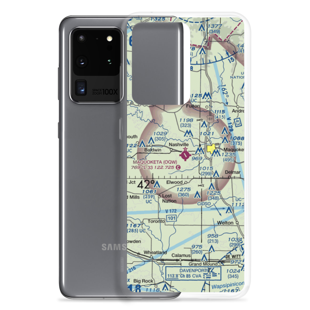 Maquoketa Municipal Airport (OQW) VFR Sectional Samsung Case Samsung Galaxy S20 Ultra model shown