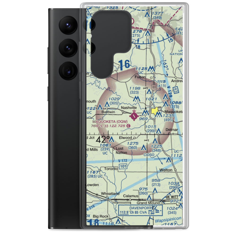 Maquoketa Municipal Airport (OQW) VFR Sectional Samsung Case Samsung Galaxy S22 Ultra model shown