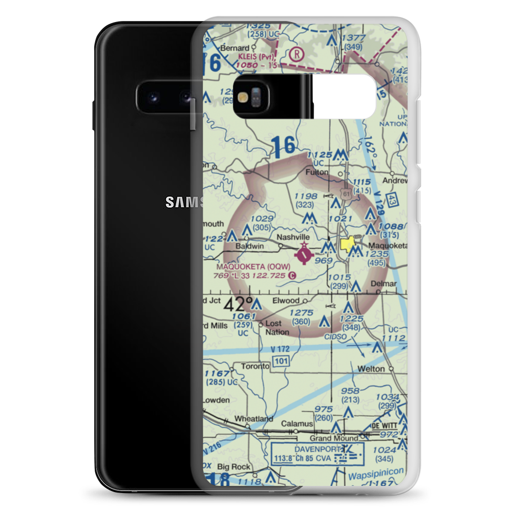 Maquoketa Municipal Airport (OQW) VFR Sectional Samsung Case Samsung Galaxy S10+ model shown