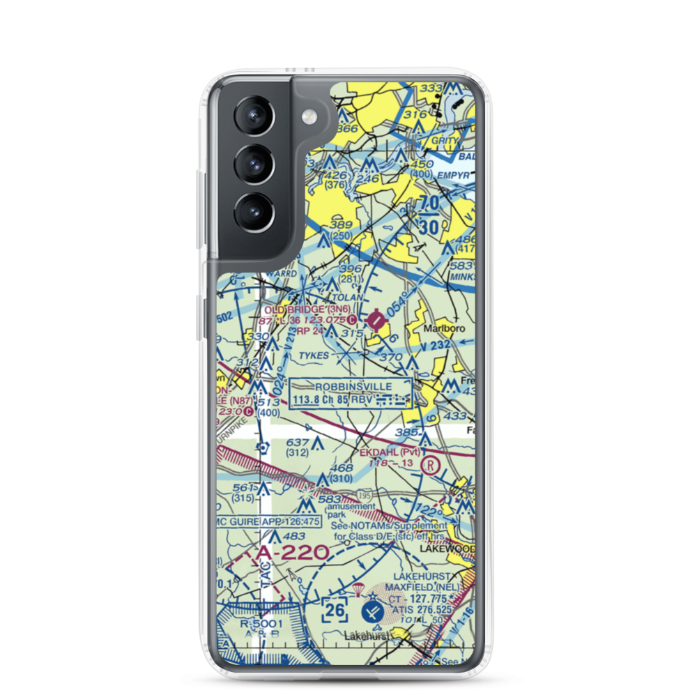Mar Bar L Farms Airport (NJ46) VFR Sectional Samsung Case Samsung Galaxy S21 model shown
