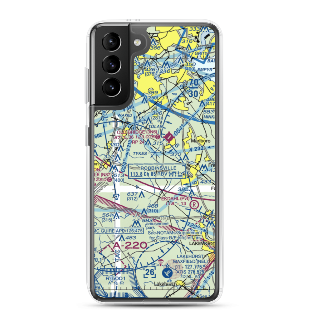 Mar Bar L Farms Airport (NJ46) VFR Sectional Samsung Case Samsung Galaxy S21 Plus model shown