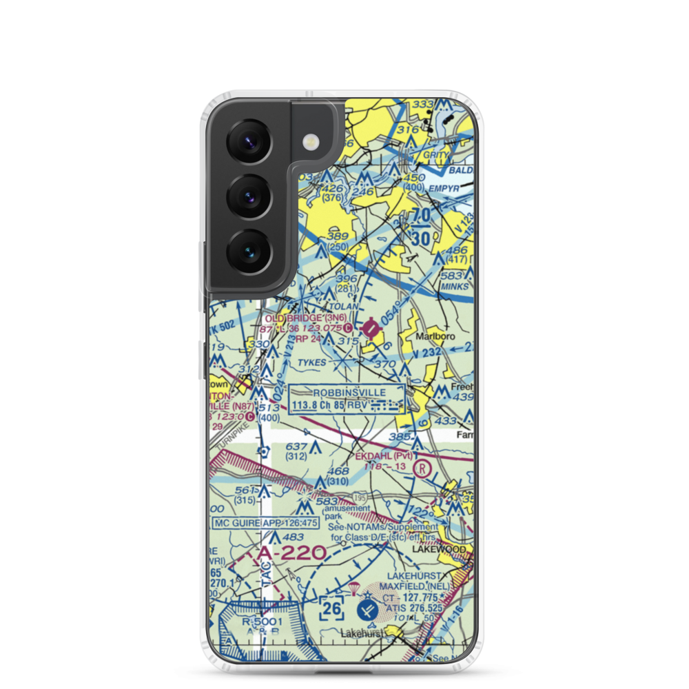 Mar Bar L Farms Airport (NJ46) VFR Sectional Samsung Case Samsung Galaxy S22 model shown