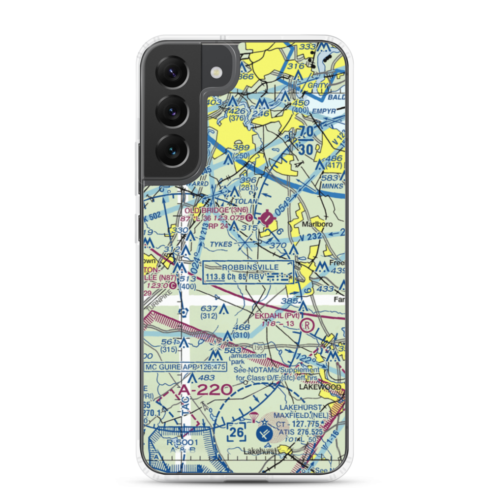 Mar Bar L Farms Airport (NJ46) VFR Sectional Samsung Case Samsung Galaxy S22 Plus model shown