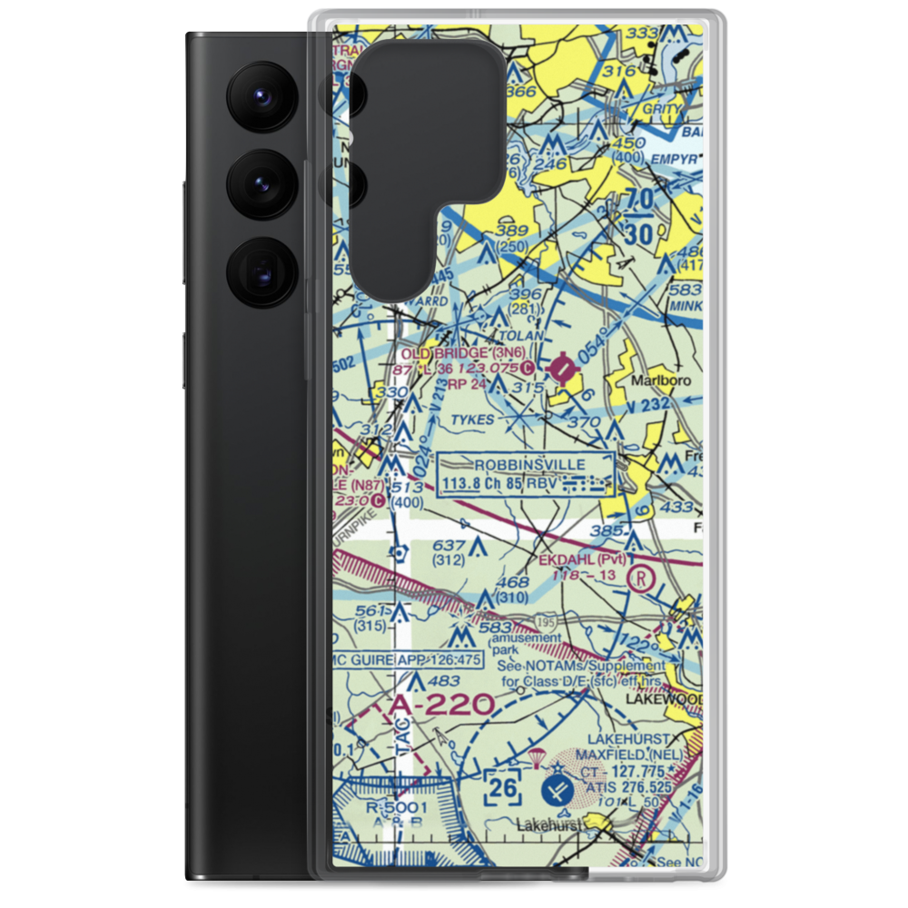 Mar Bar L Farms Airport (NJ46) VFR Sectional Samsung Case Samsung Galaxy S22 Ultra model shown