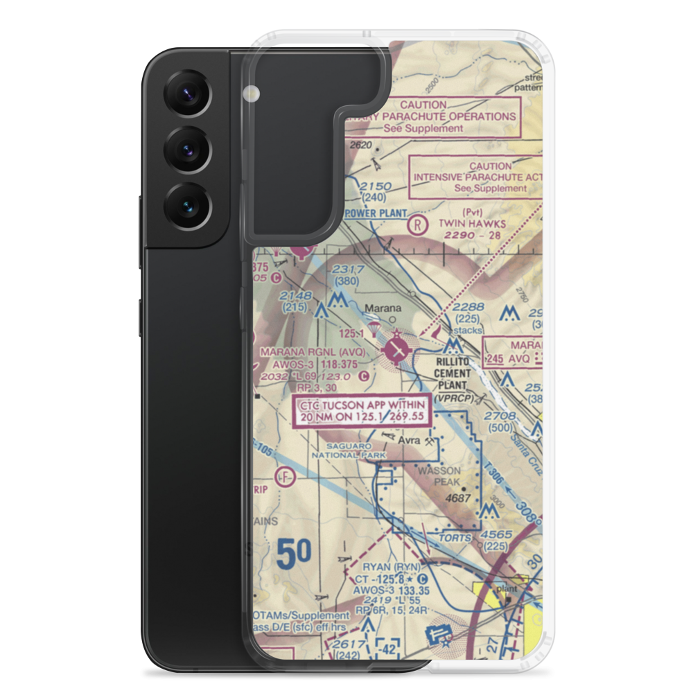 Marana Regional Airport (AVQ) VFR Sectional Samsung Case Samsung Galaxy S22 Plus model shown