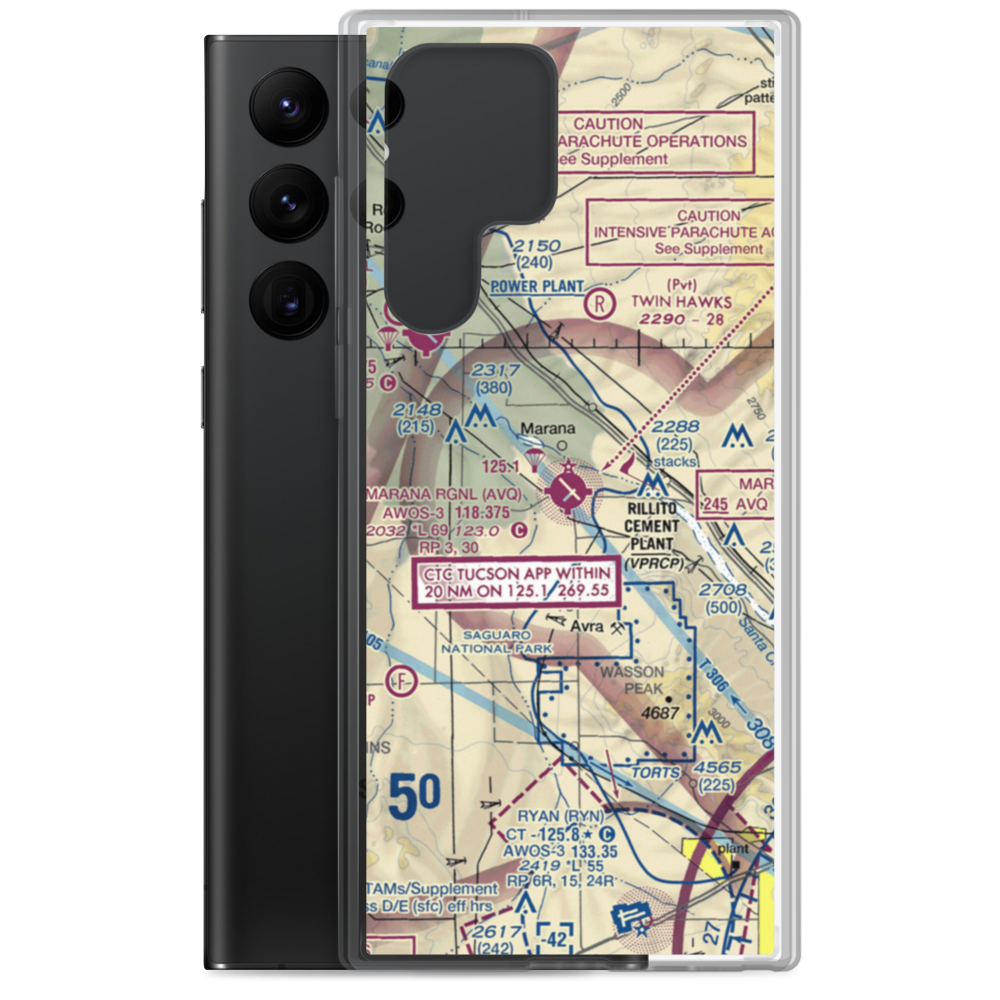 Marana Regional Airport (AVQ) VFR Sectional Samsung Case Samsung Galaxy S22 Ultra model shown
