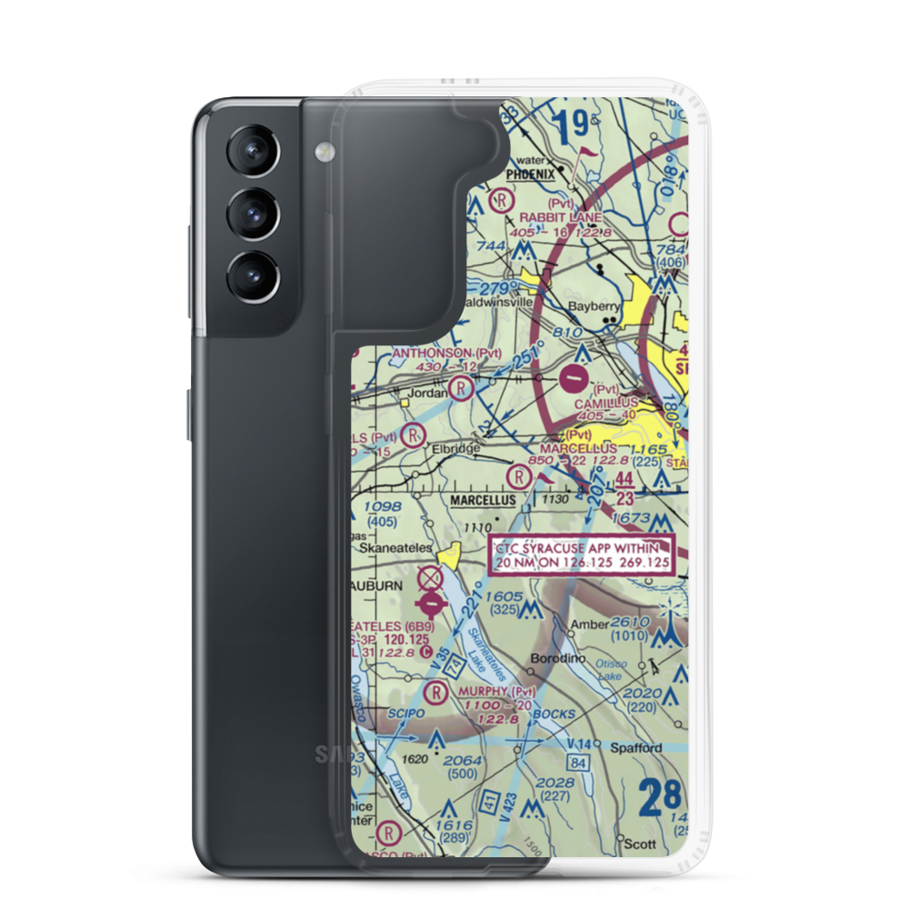 Marcellus Airport (NK71) VFR Sectional Samsung Case Samsung Galaxy S21 model shown