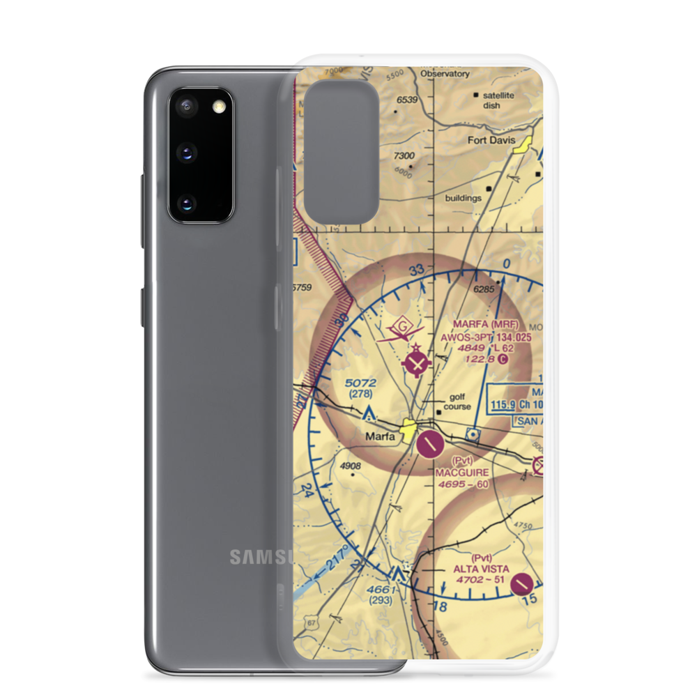 Marfa Municipal Airport (MRF) VFR Sectional Samsung Case Samsung Galaxy S20 model shown