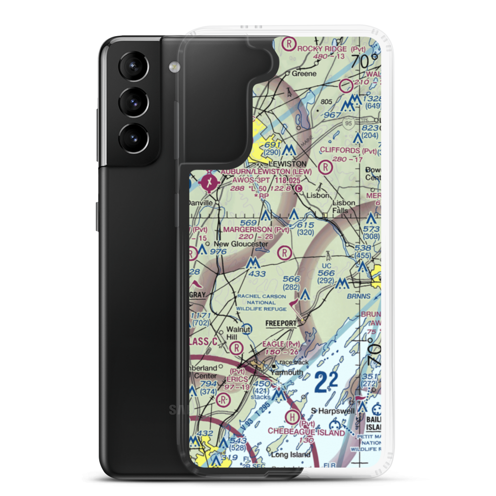 Margerison Airport (ME75) VFR Sectional Samsung Case Samsung Galaxy S21 Plus model shown