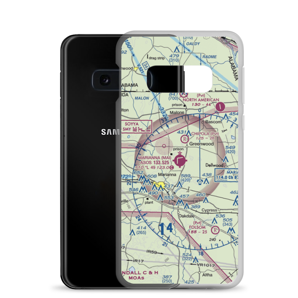 Marianna Municipal Airport (MAI) VFR Sectional Samsung Case Samsung Galaxy S10e model shown
