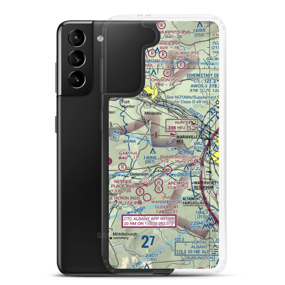 Mariaville Aerodrome (8NY5) VFR Sectional Samsung Case Samsung Galaxy S21 Plus model shown